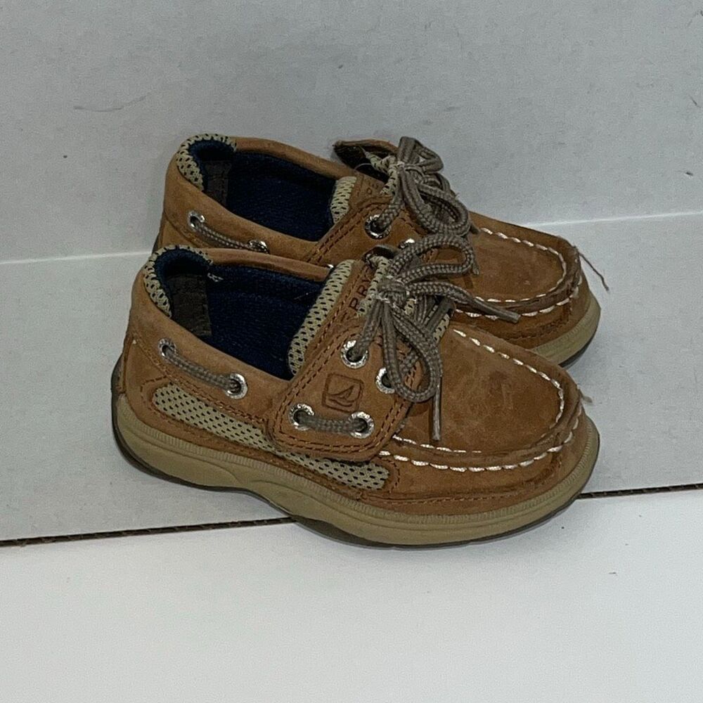 Sperry Youth Brown Leather Lace Up Lanyard Top Sider Loafer Boat Shoes Size 5